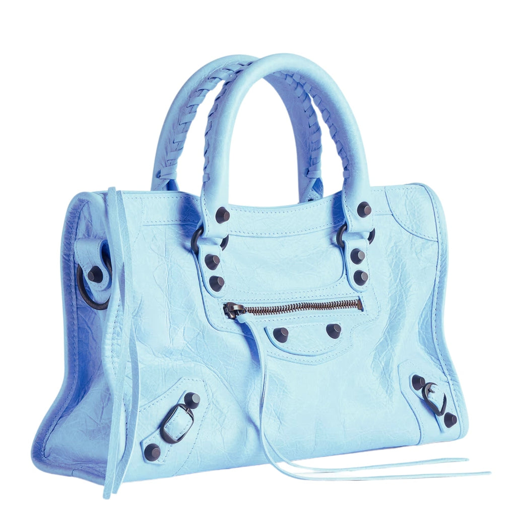 Small sky blue city bag – trendy designer-inspired leather purse"