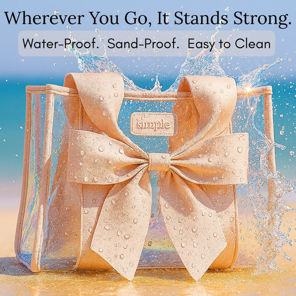 Pink Jelly Tote Bow Bag Waterproof, sand-proof, easy to clean, perfect for beach day