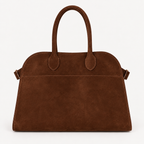 Belted 10 suede leather tote in coffee brown — front view