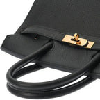 Classic 30 structured togo leather tote in black — hardware detail