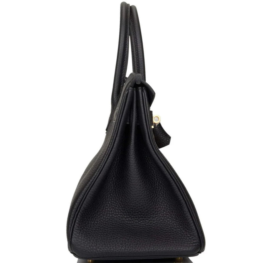 Birken30 black togo with gold hardware, side look