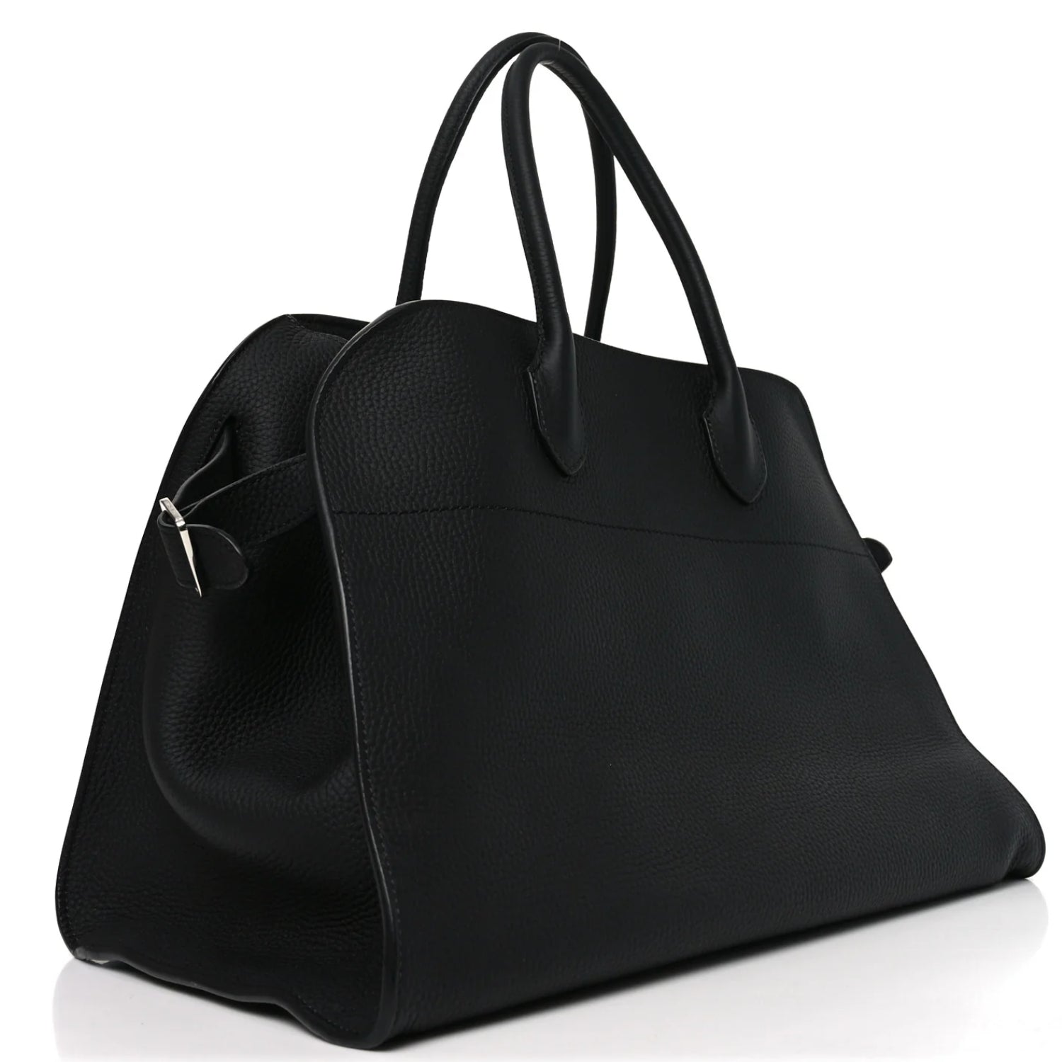 Margaux15 black grained leather bag with silver hardware details