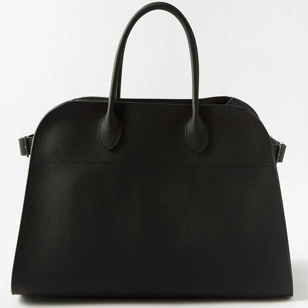 Margaux15 black grained leather bag with silver hardware