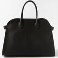 Margaux15 black grained leather bag with silver hardware
