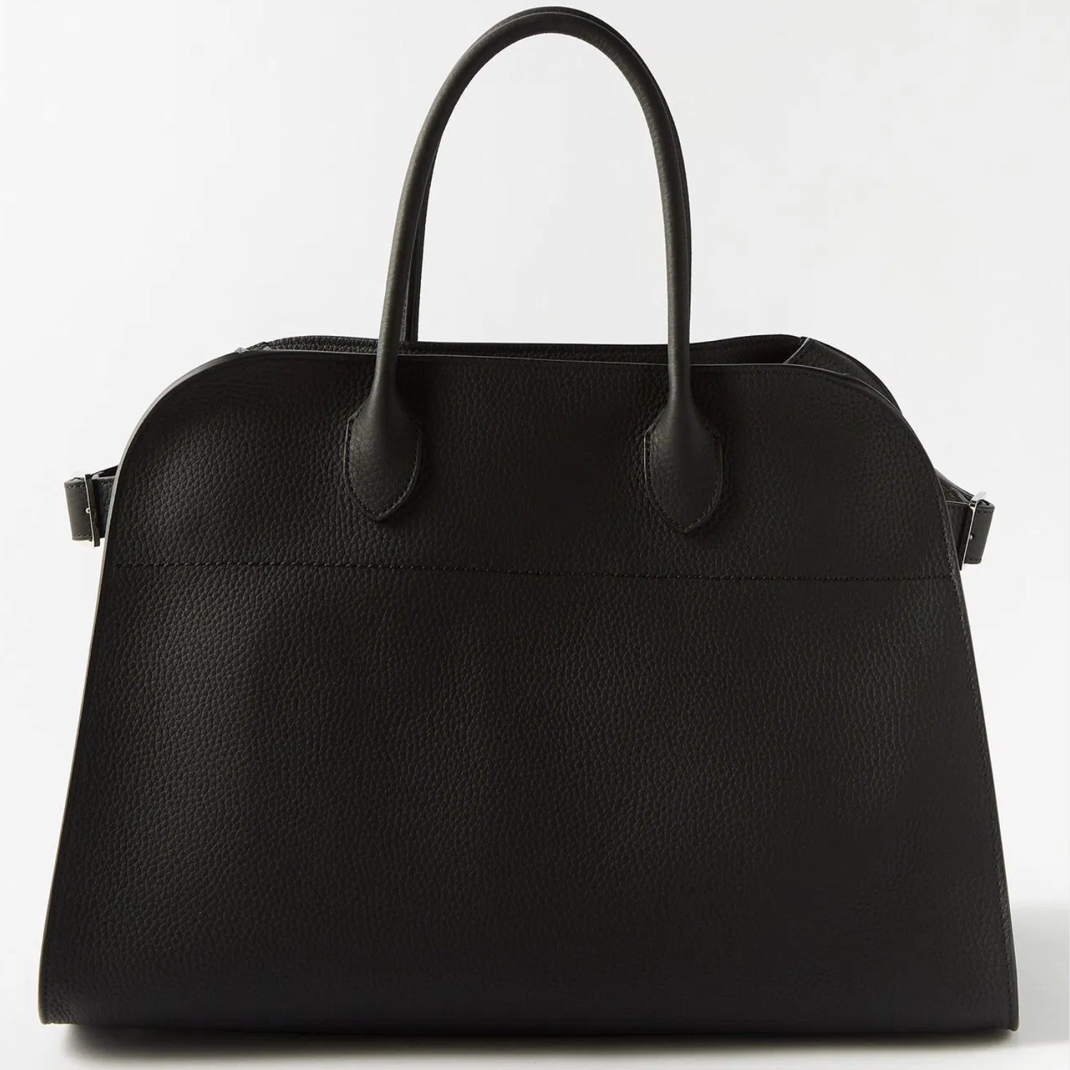 Margaux15 black grained leather bag with silver hardware