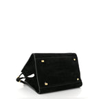 Belted 10 suede leather tote in black — texture detail