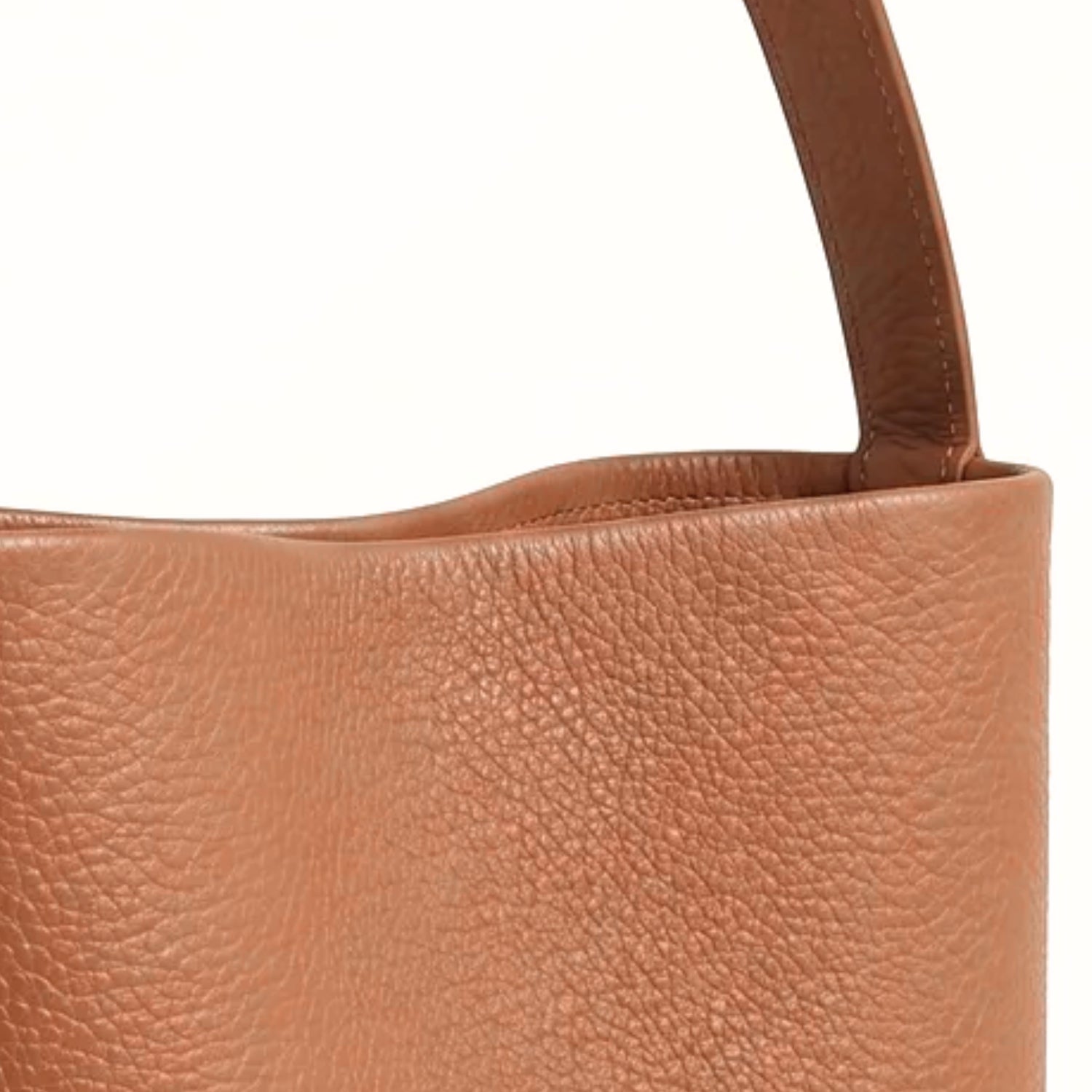 brown N/S Park style medium vertical tote in genuine leather, showcasing its details