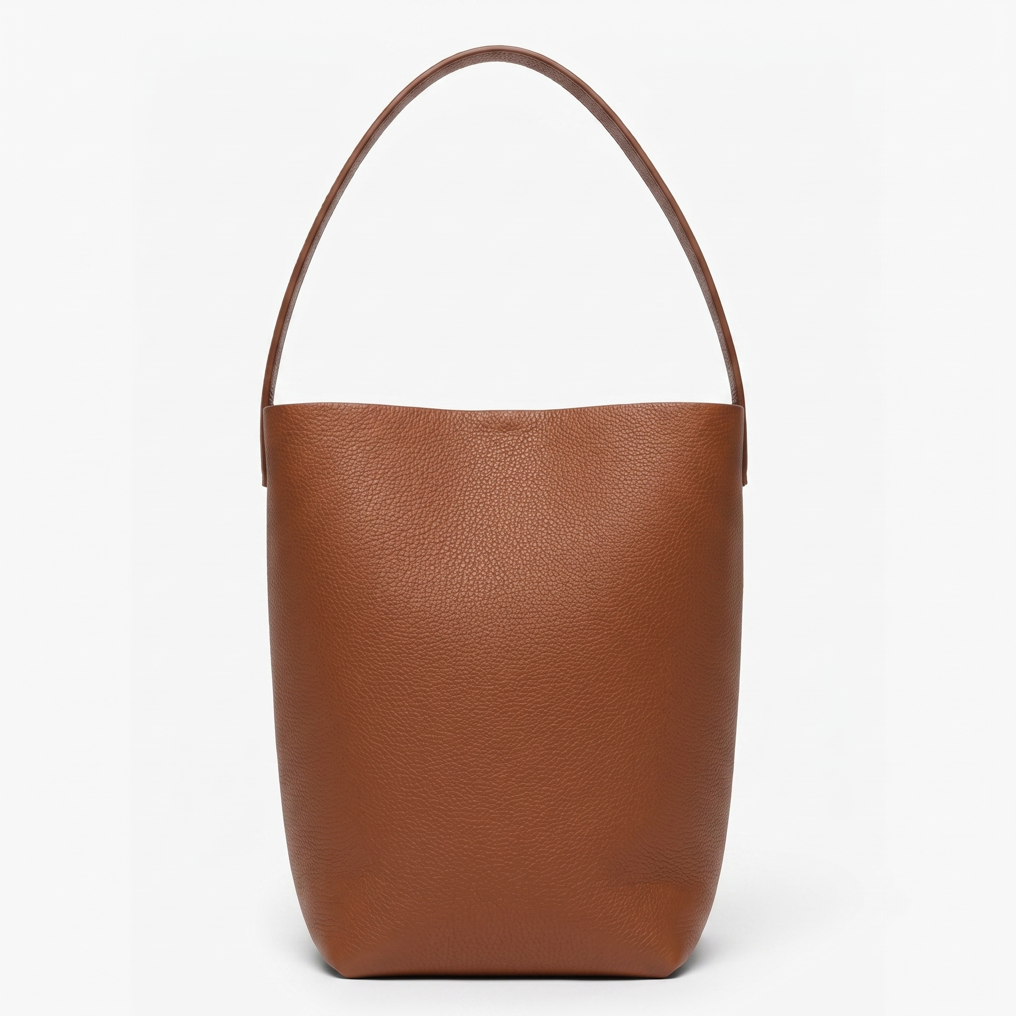 brown camel the N/S Park style medium vertical tote in genuine leather, showcasing its clean rectangular silhouette.