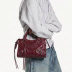 City style mini leather shoulder bag — detail view