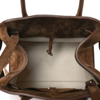 Belted 10 suede leather tote in coffee brown — interior view