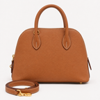 Brown Minimalist Satchel Handbag with Crossbody Strap