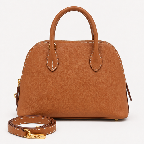 Brown Minimalist Satchel Handbag with Crossbody Strap