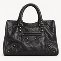 Black Medium Leather Shoulder Bag with Moto Stud and Buckle Details