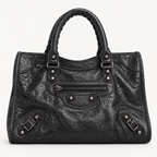 Black Medium Leather Shoulder Bag with Moto Stud and Buckle Details