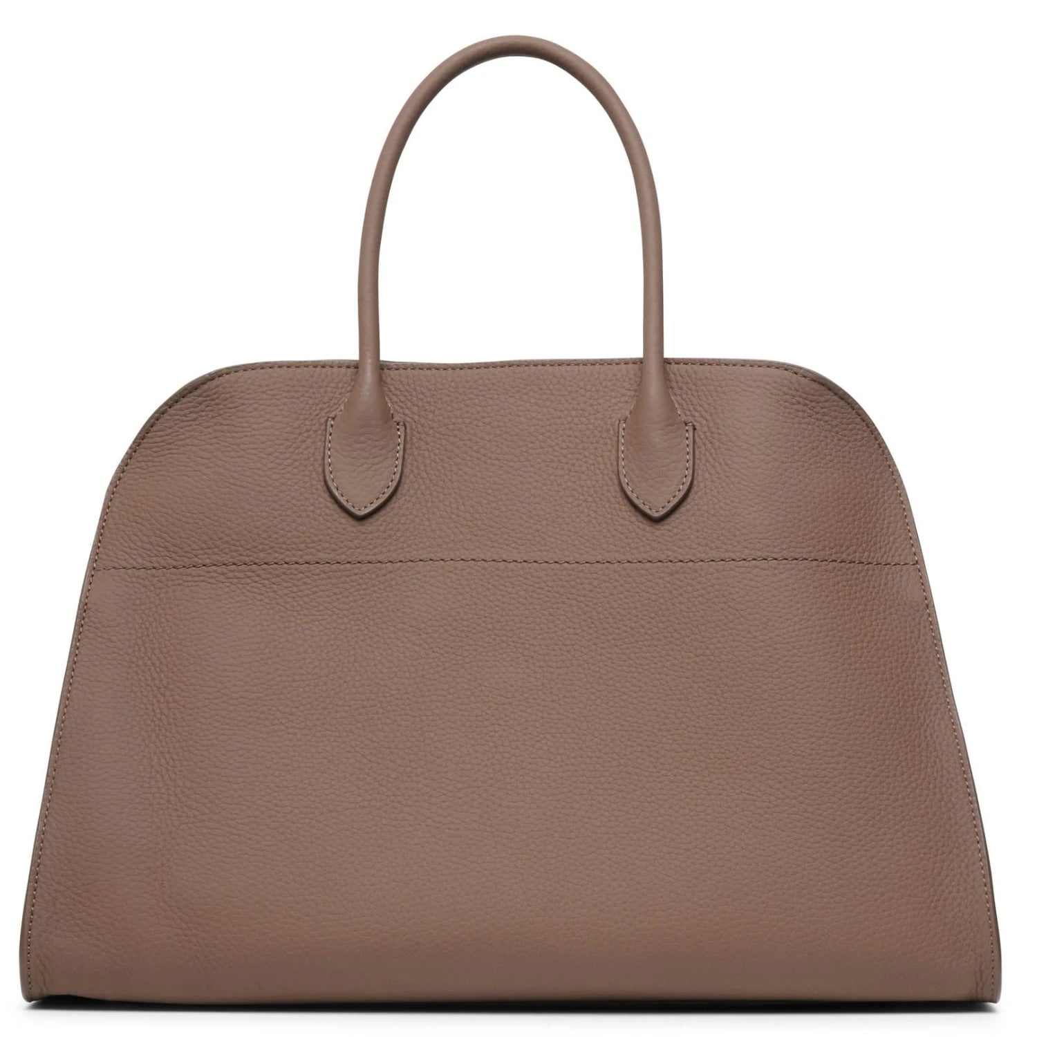 Belted 15 grained leather tote in dark taupe with silver hardware