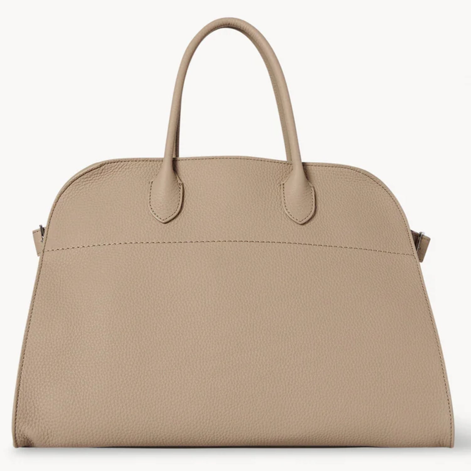 Belted 15 grained leather tote in taupe — detail view
