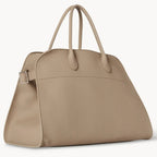 Belted 15 grained leather tote in taupe — hardware detail