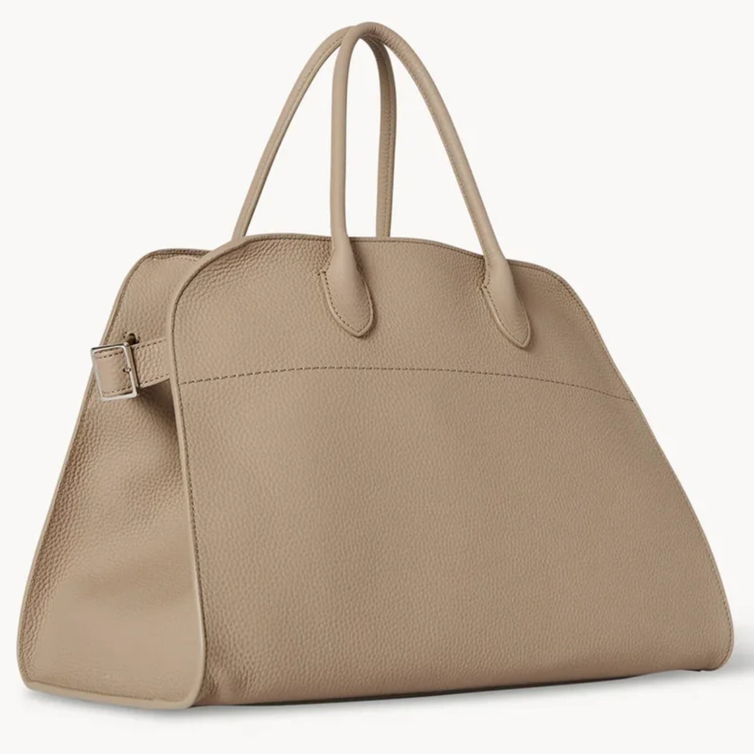 Margaux15 taupe grained leather bag with silver hardware details