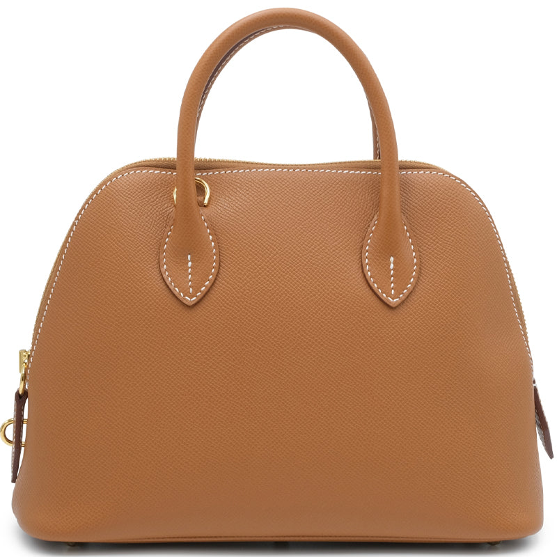 Brown Minimalist Satchel Handbag with Crossbody Strap
