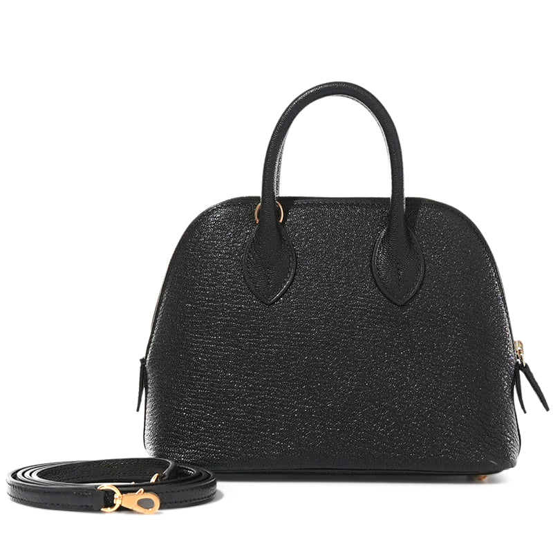 Structured Mini Bag in Black Vegan Leather with Crossbody Strap