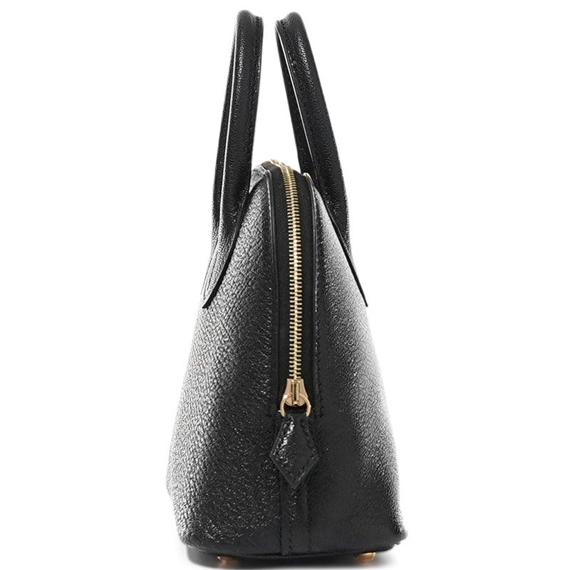 Black Mini Dome Satchel Bag – Gold Hardware and Top Handle