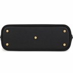 Black Structured Dome Satchel Bag with Gold Hardware and Top Handle