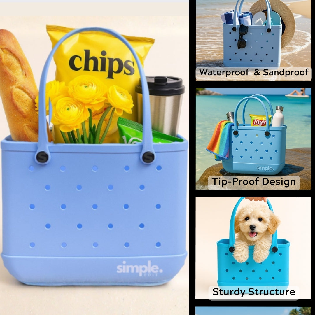 Set of 3 Blue EVA Rubber Totes – Waterproof, sandproof, tip-proof, sturdy structure