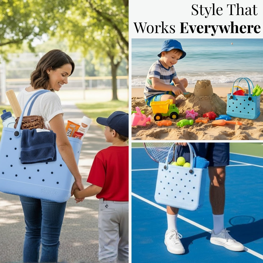 Set of 3 Blue EVA Totes – Large in Carolina, Medium in Blue Skies, Small in TIFF,  wear it everywhere