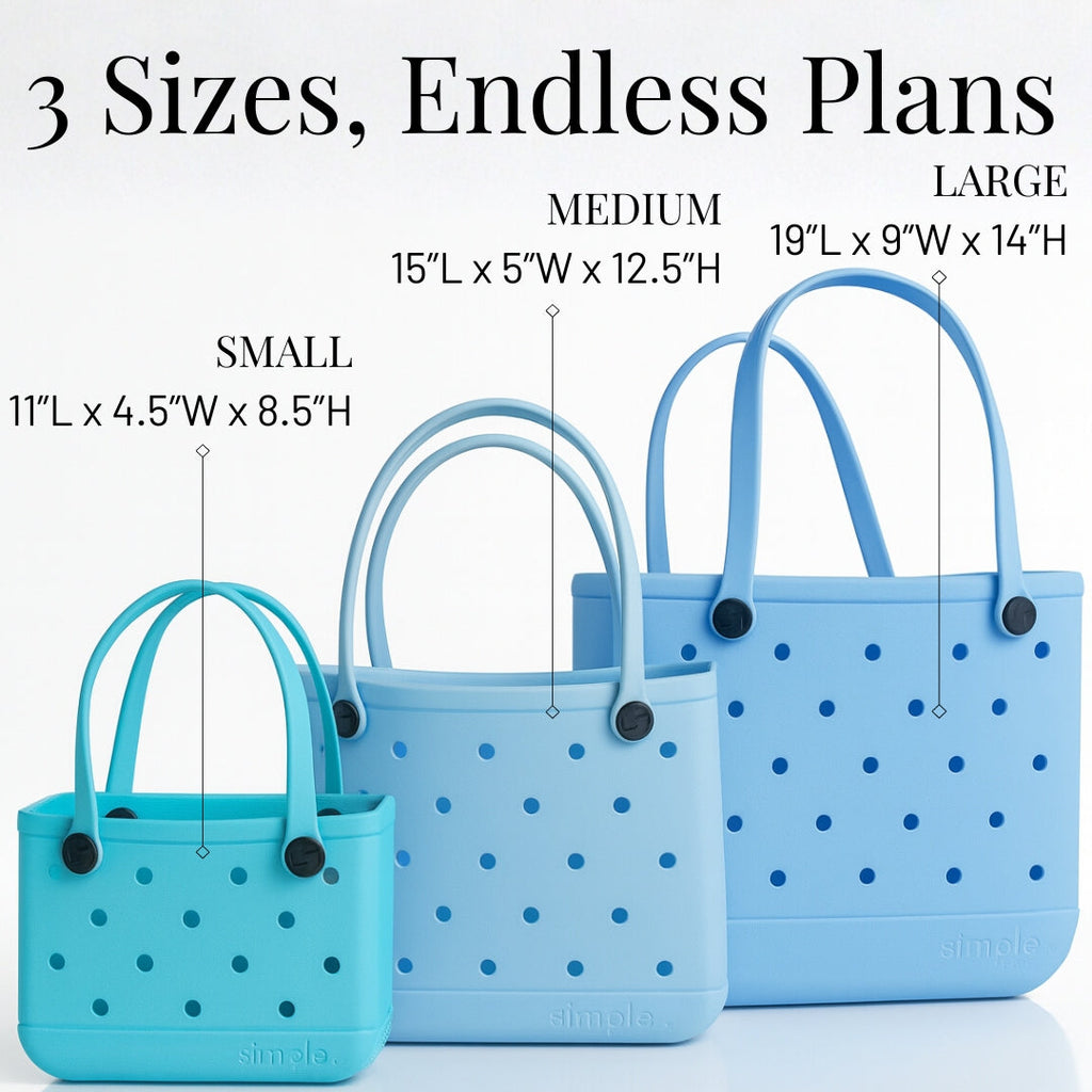 Set of 3 Blue EVA Totes – Large in Carolina, Medium in Blue Skies, Small in TIFF,  convenient sizes