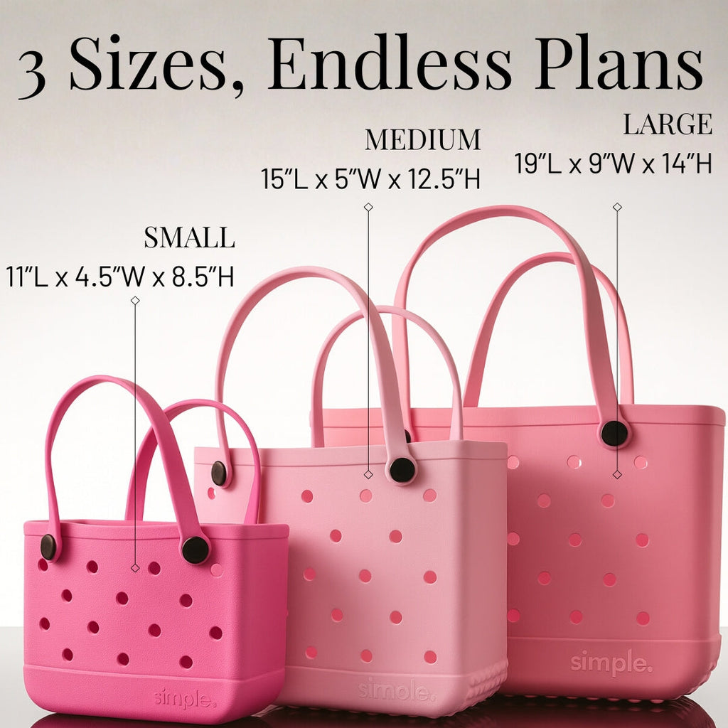 Set of 3 Pink EVA Totes –sizes