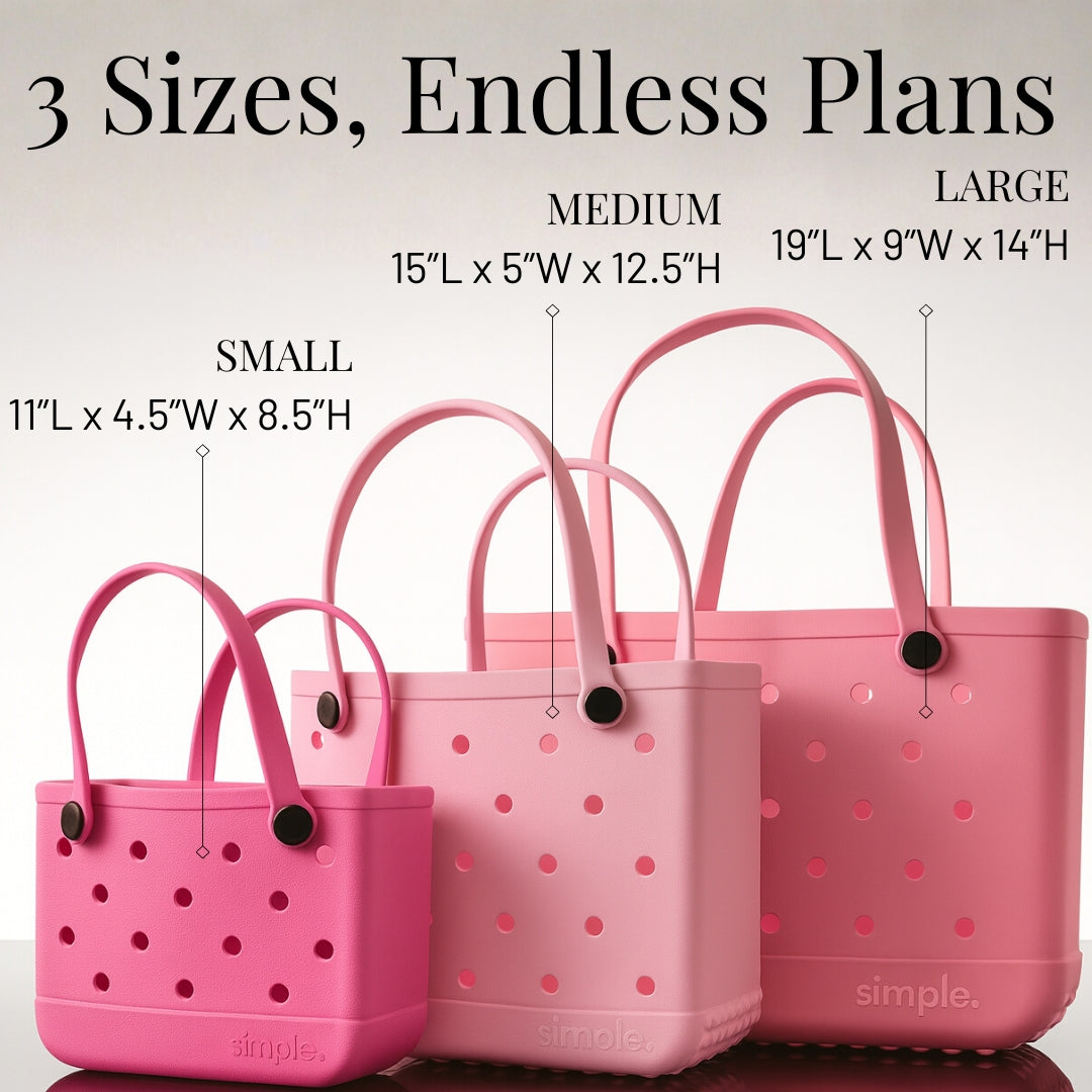 Set of 3 Pink EVA Totes –sizes