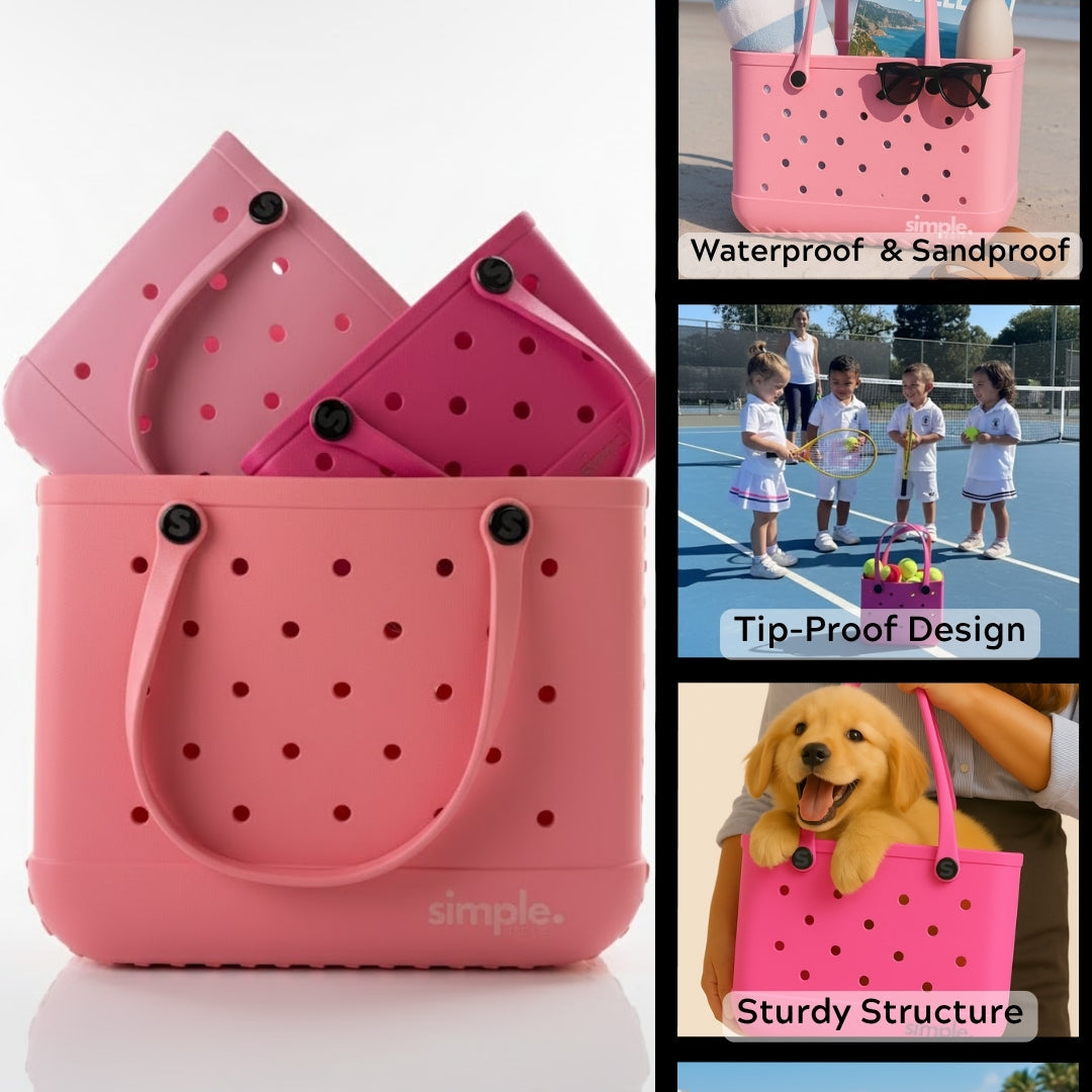 Set of 3 Pink EVA Totes –waterproof, sandproof, tip-proof design, sturdy structure