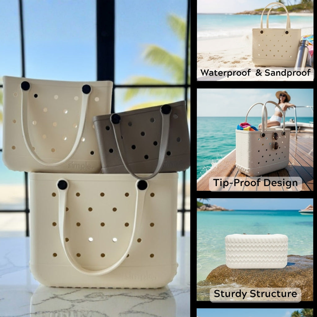 Set of 3 Natural EVA Tote Bags – waterproof, sandproof, tip-proof design, sturdy structure