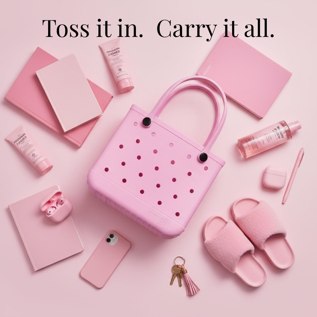 Set of 3 Pink EVA Totes –toss it in carry it all