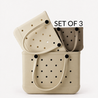 Set of 3 Natural EVA Tote Bags – Large in Mushroom, Medium in Coconut, Small in Drift