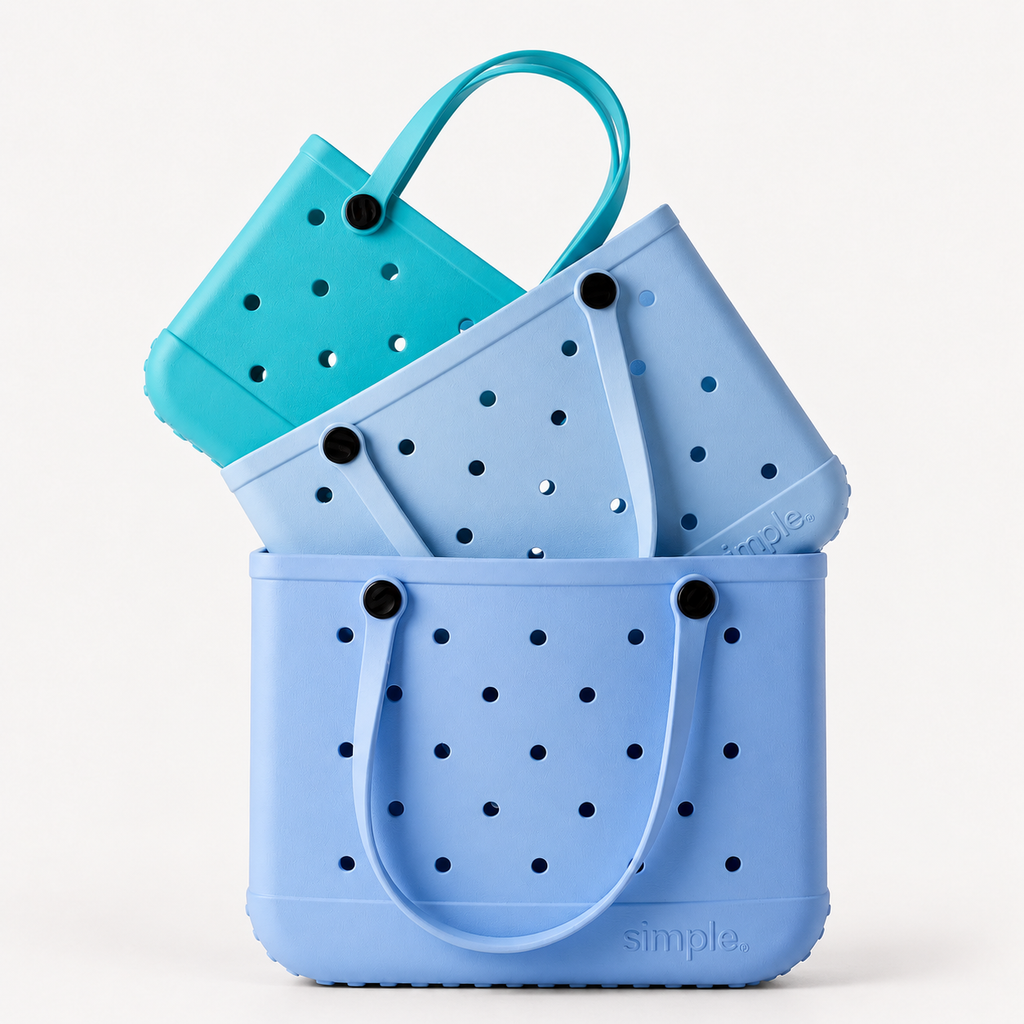 Tip Proof, waterproof, washable, customizable with charms, travel, beach tote trio value set