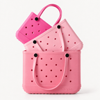 Set of 3 Pink EVA Totes – Large in Pink Lemonade, Medium in Blowing Bubbles, Small in Haute Pink