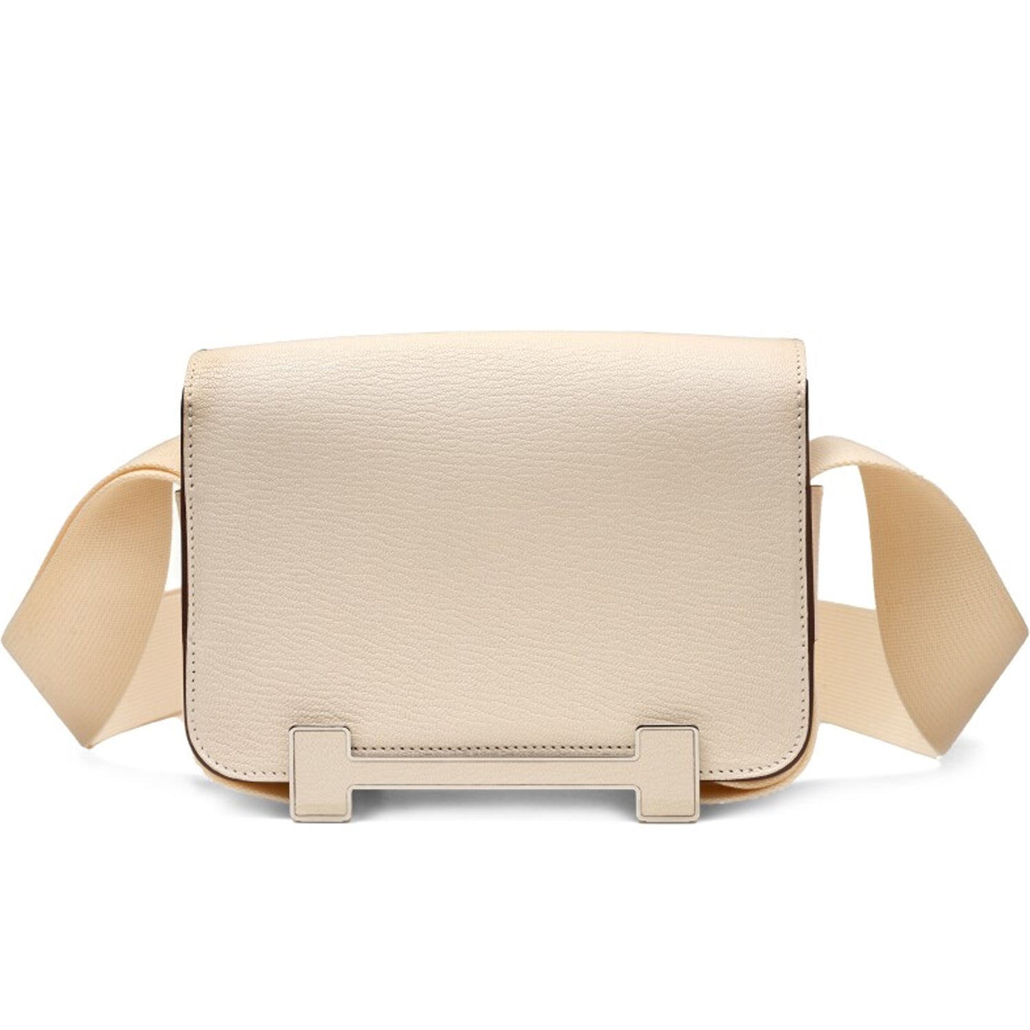 Small Beige Leather Shoulder Bag with Moto-Inspired Studs