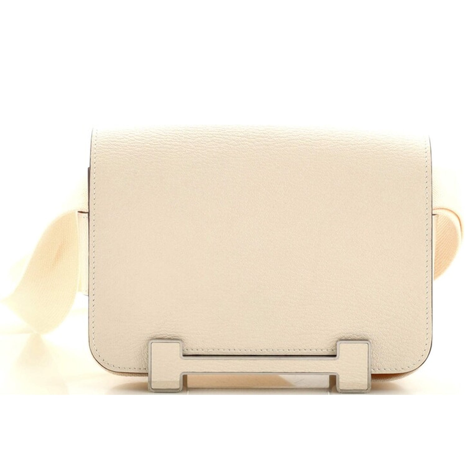 Small Beige Leather Shoulder Bag with Moto-Inspired Studs