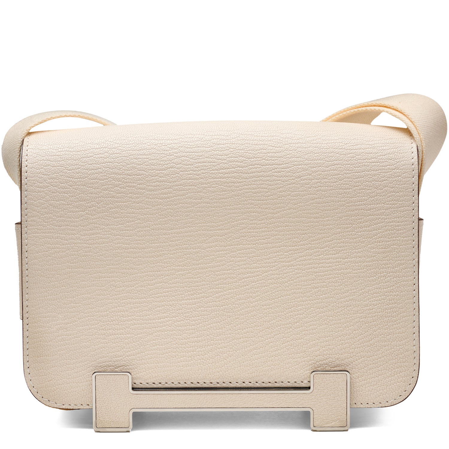 Small Beige Leather Shoulder Bag with Moto-Inspired Studs