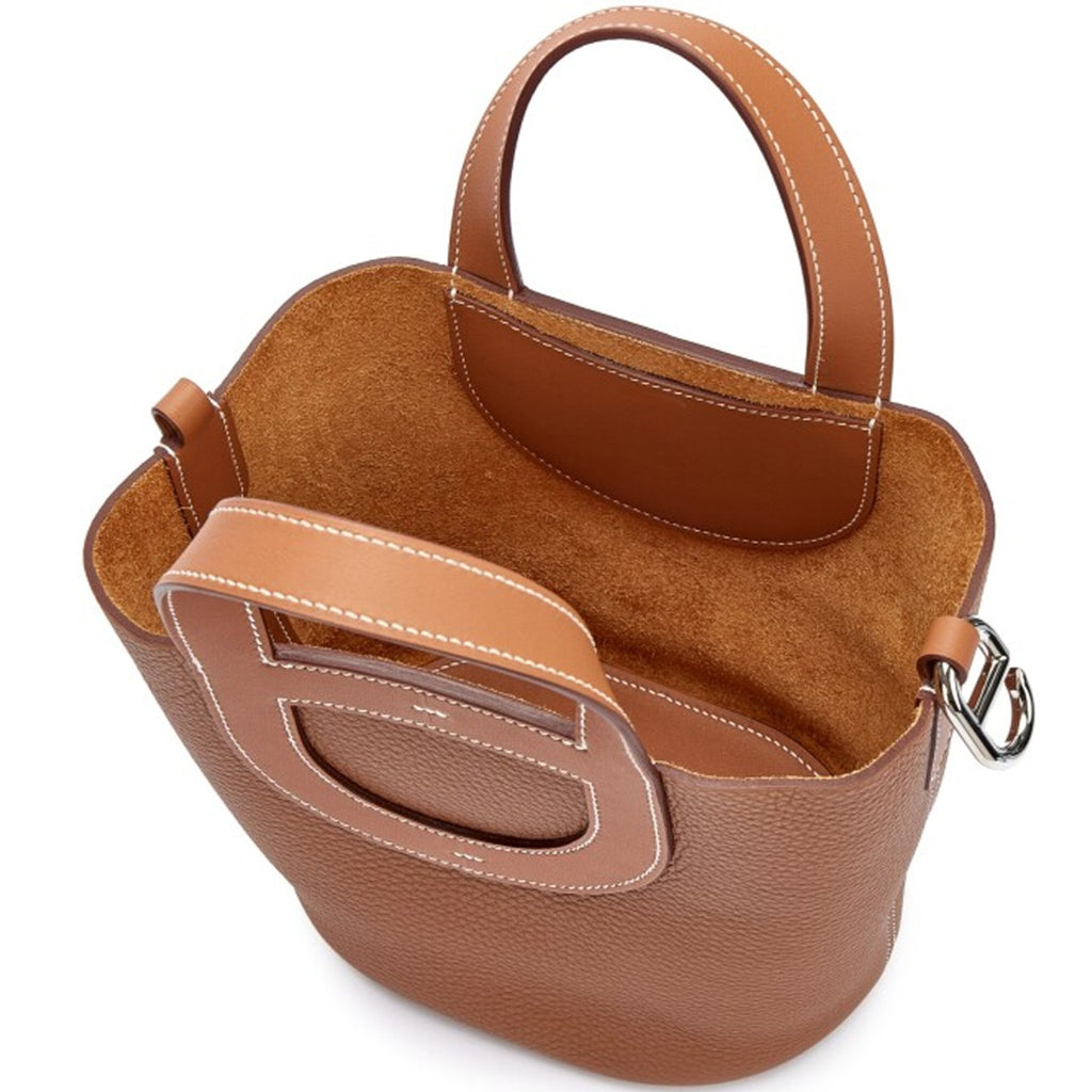 Loop 18 Brown Leather Bucket Bag Inside details