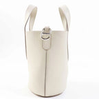 Compact Loop bucket bag in white — front view