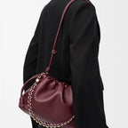 Medium Leather Clutch Bag – Side View with Detachable Chain and Strap