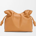 Warm Desert Medium Leather Clutch with Knotted Drawstring Closure