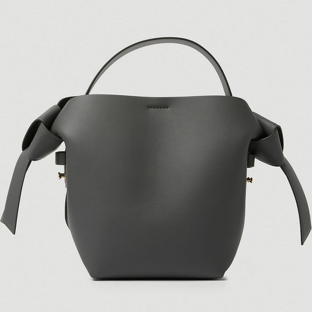 Gray Top Handle Mini Bag with Gold Adjustable Strap Loops