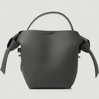 Gray Top Handle Mini Bag with Gold Adjustable Strap Loops