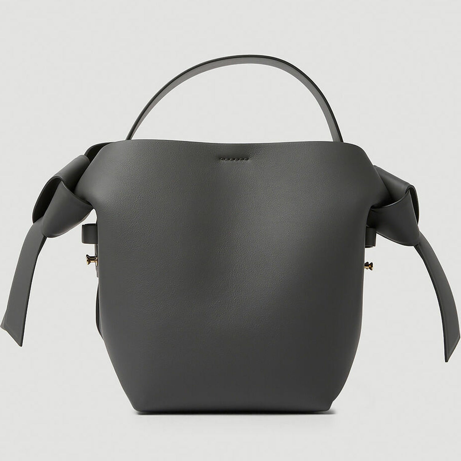 Gray Top Handle Mini Bag with Gold Adjustable Strap Loops