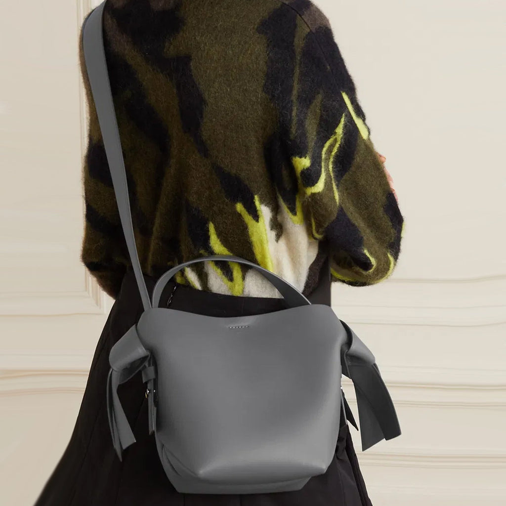 Soft Gray Mini Shoulder Bag with Elegant Gold Hardware Finish