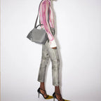 Folded Knot Detail in Gray Leather with Warm Gold Accent