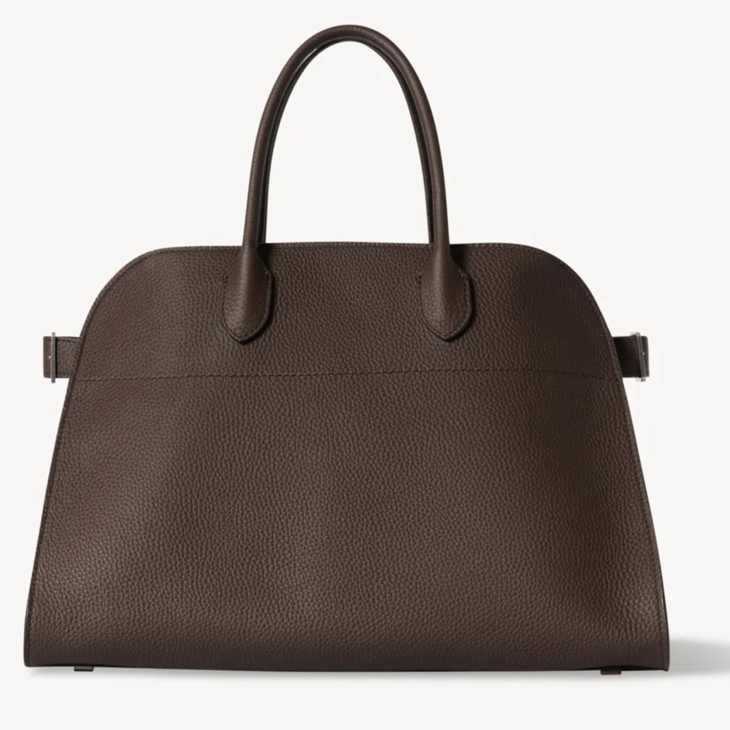 Belted 15 grained leather tote in mocha — detail view